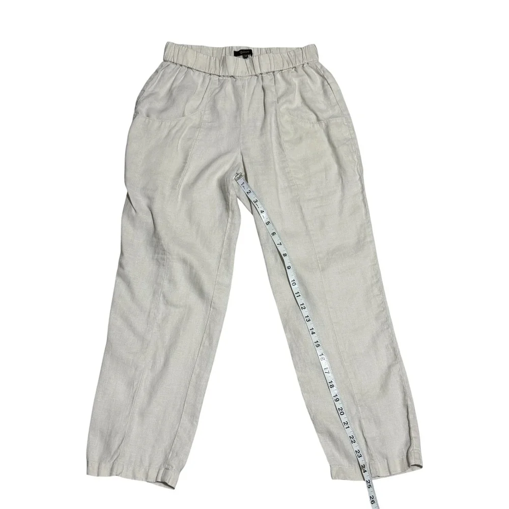 Quince 100% Linen Pants XS Beige Elastic Waist Straight Leg Summer Minimalist